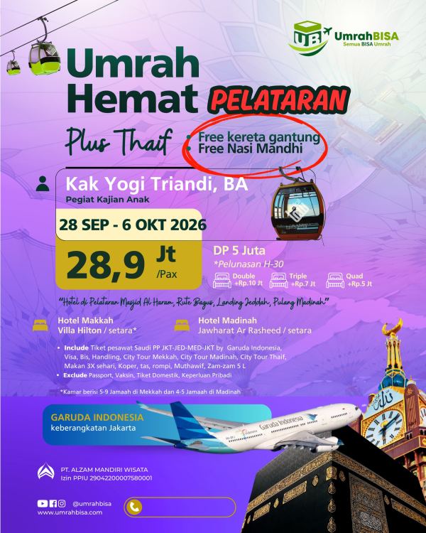 Brosur Umrah Hemat Pelataran 28 September - 6 Oktober 2026