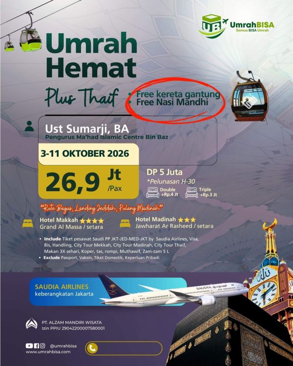 Brosur Umrah Hemat 3 - 11 Oktober 2026