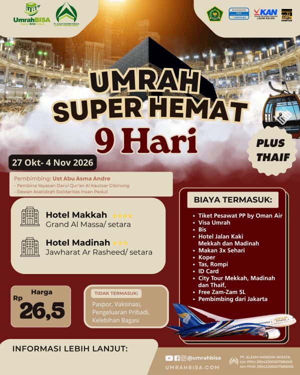 Brosur Umrah Super Hemat 27 Oktober - 04 November 2026