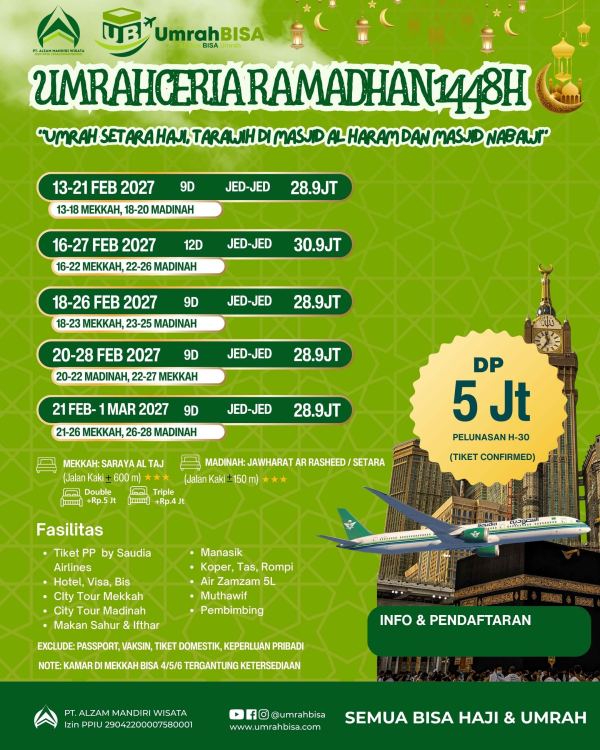 Brosur Umrah Ceria Ramadhan 13 - 21 Februari 2027