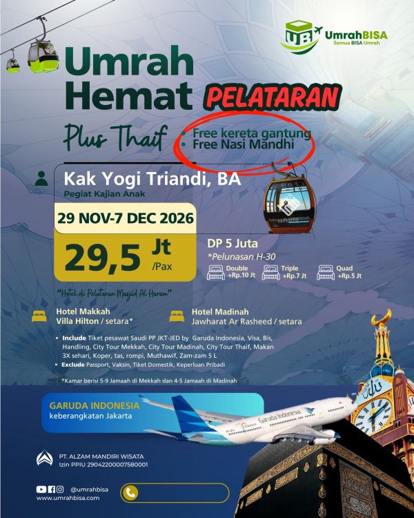 Brosur [Resched ➡️ 30 Nov SV] Umrah Hemat Pelataran 29 November - 7 Desember 2026