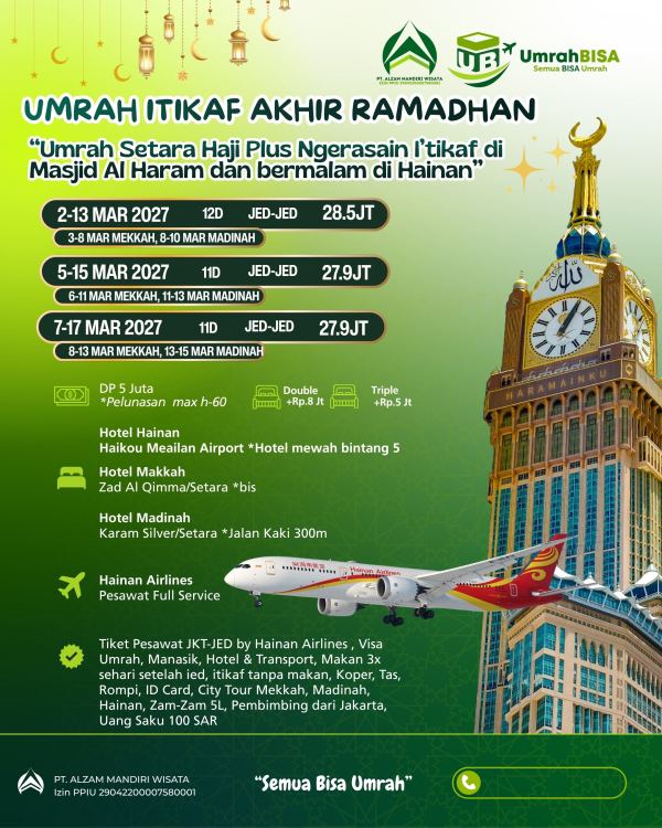 Brosur Umrah I'tikaf 5 - 15 Maret 2027