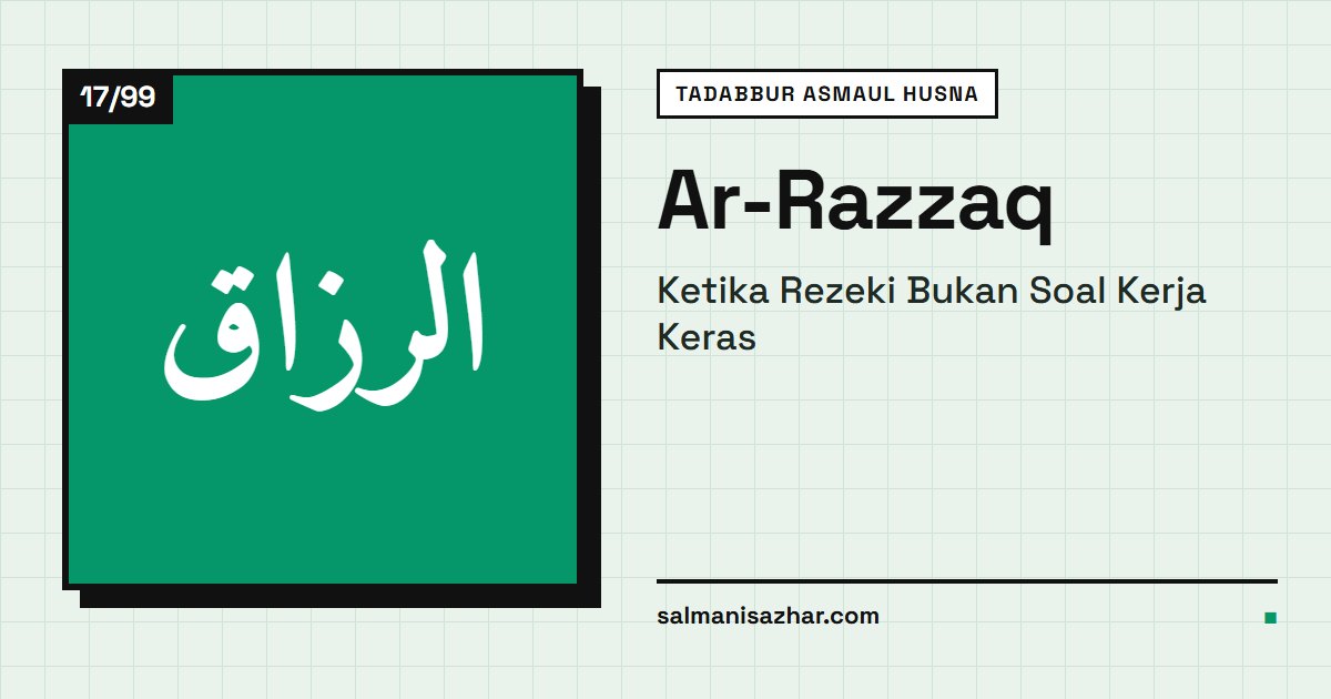 Sampul Tadabbur Asmaul Husna: Ar-Razzaq, nama ke-17 dari 99